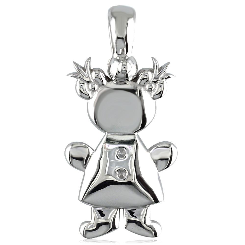 Large Belly Kids Sziro Girl Sterling Silver Charm for Mom, Grandma