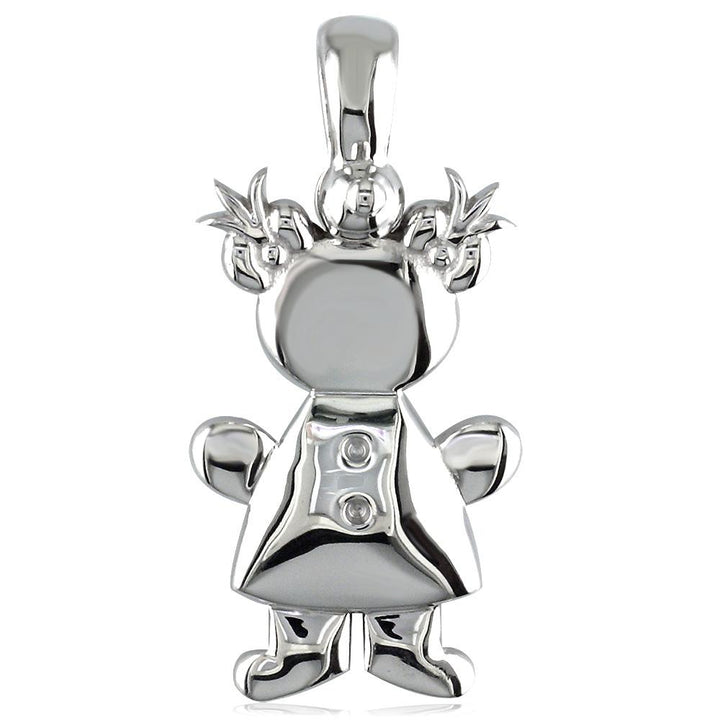 Large Belly Kids Sziro Girl Sterling Silver Charm for Mom, Grandma