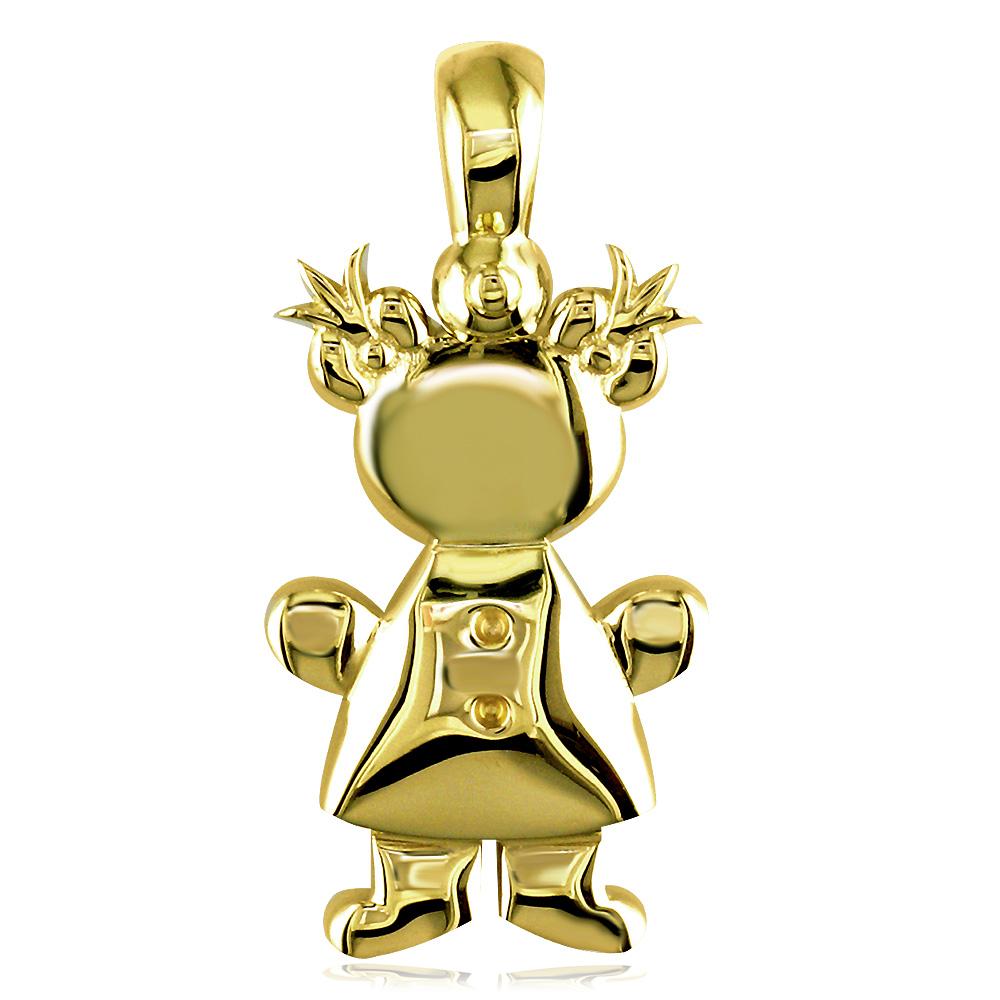 Large Belly Kids Sziro Girl 14k Yellow Gold Charm for Mom, Grandma