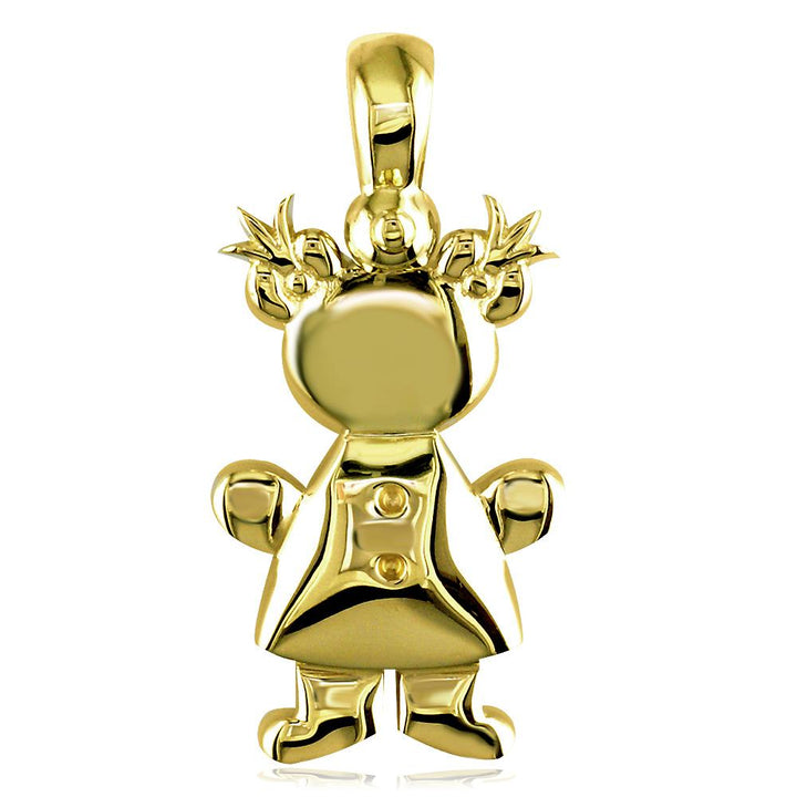 Large Belly Kids Sziro Girl 14k Yellow Gold Charm for Mom, Grandma