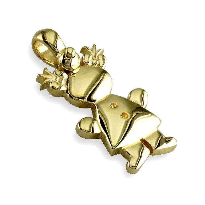 Large Belly Kids Sziro Girl 14k Yellow Gold Charm for Mom, Grandma