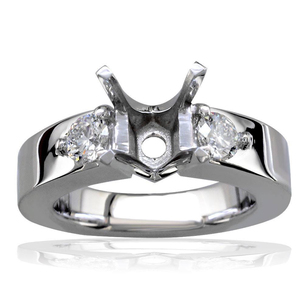 Diamond Engagement Ring Setting in 18K White Gold, 0.50CT