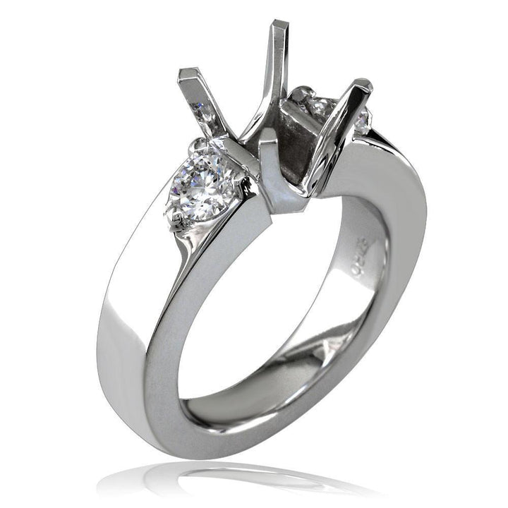 Diamond Engagement Ring Setting in 18K White Gold, 0.50CT