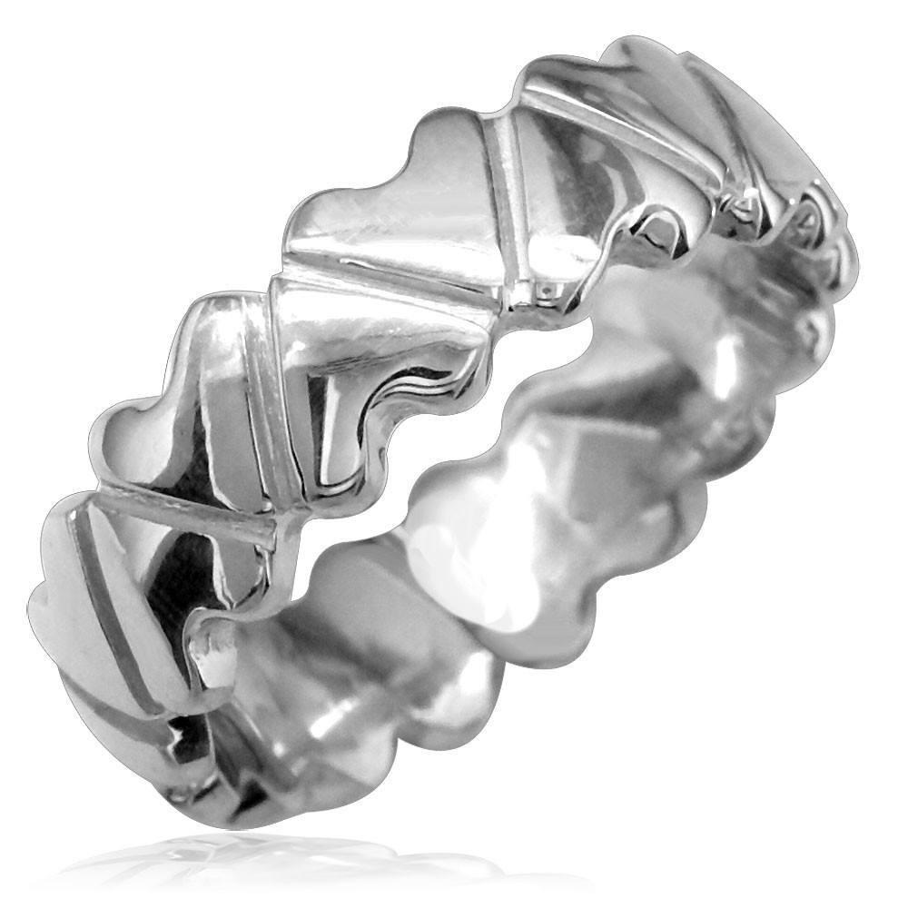 Wide Hearts Eternity Ring in Sterling Silver – Sziro Jewelry