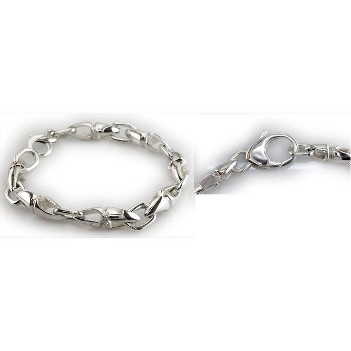 Mens Twisted Bullet Link Bracelet in Sterling Silver