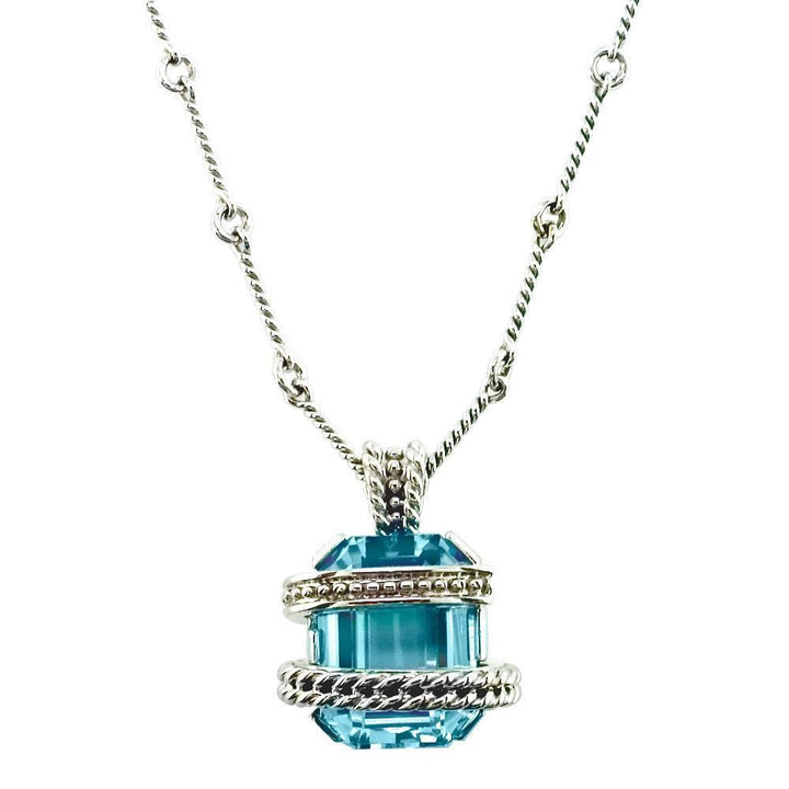 Large Blue Topaz Pendant and Necklace