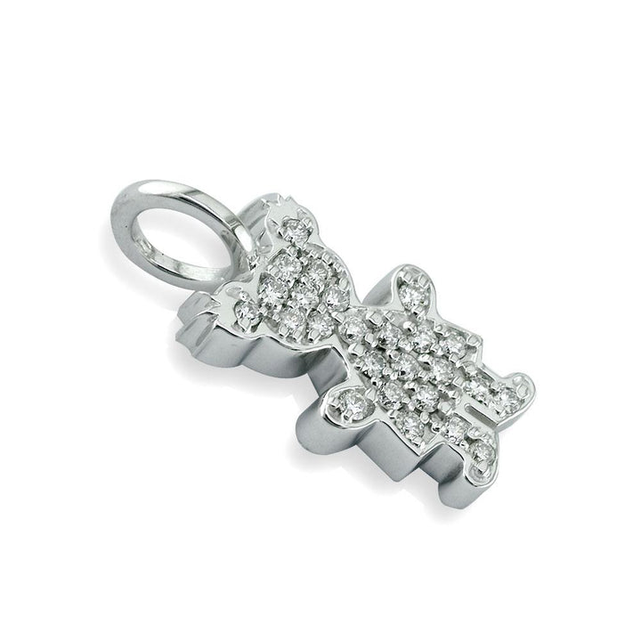 Medium Cubic Zirconia Kids Sziro Girl Pendant for Mom, Grandma, Thick with Plain Bail in 14k White Gold