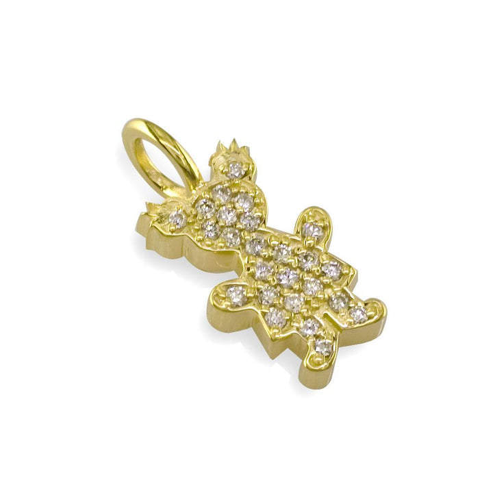 Medium Cubic Zirconia Kids Sziro Girl Pendant for Mom, Grandma, Thick with Plain Bail in 14k Yellow Gold