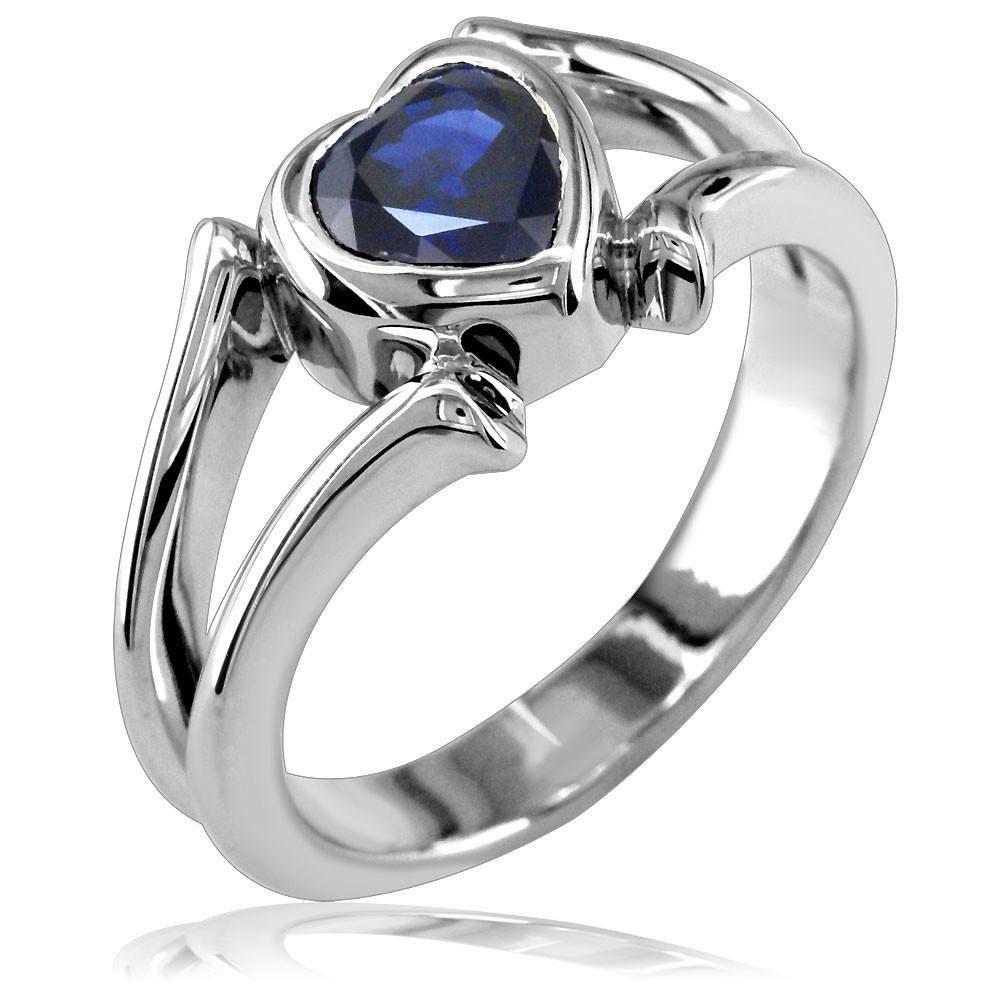 Blue Sapphire Heart Shape Heart Ring in 14K
