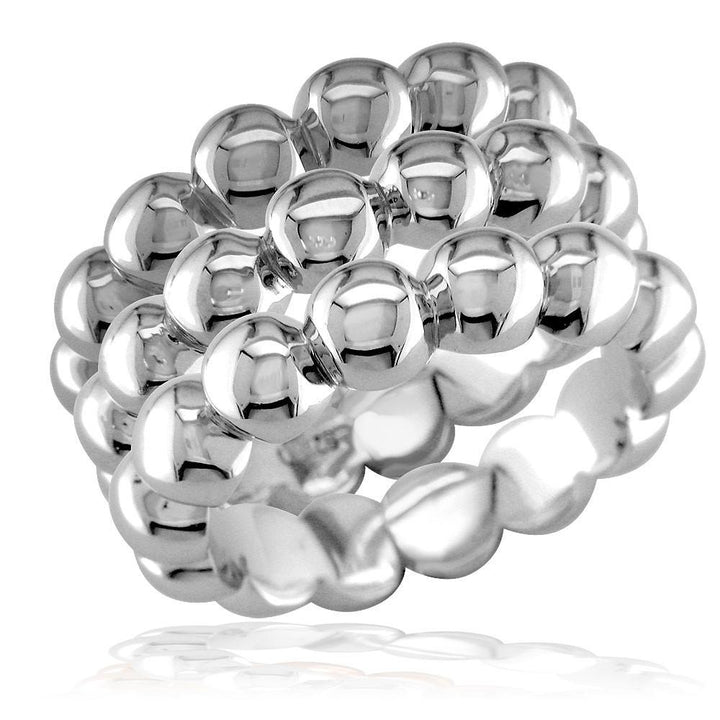 Large Size Bead Stacker Ring in Sterling Silver