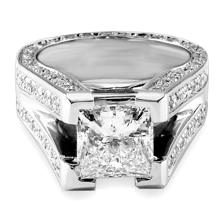 Princess Cut Diamond Engagement Ring Setting in 14K White Gold, 1.75CT