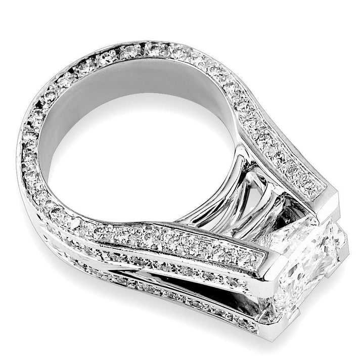 Princess Cut Diamond Engagement Ring Setting in 14K White Gold, 1.75CT