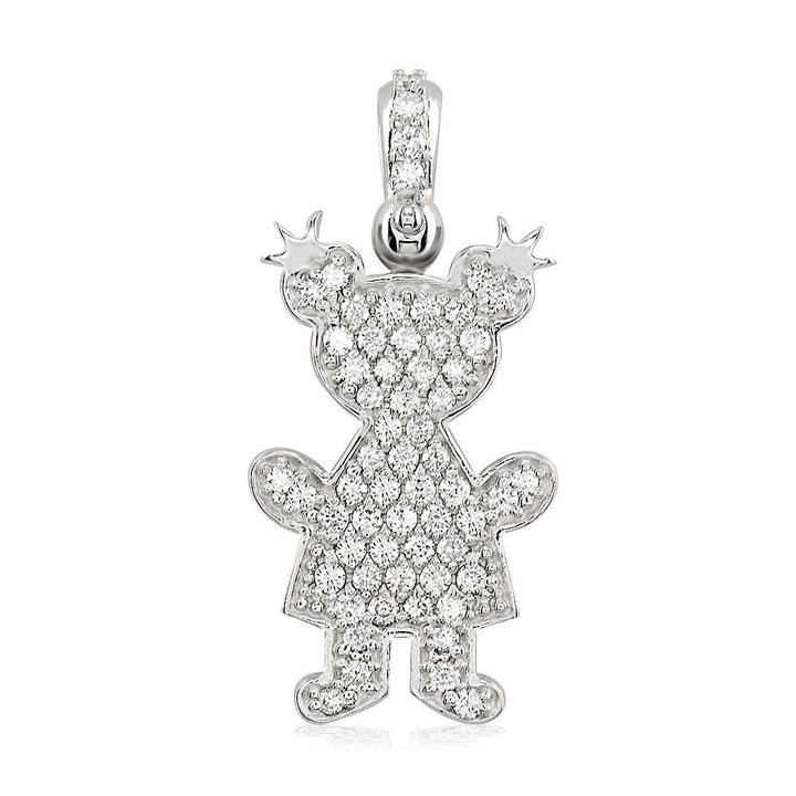 Extra Large Diamond Kids Sziro Girl Pendant for Mom, Grandma in 14k White Gold