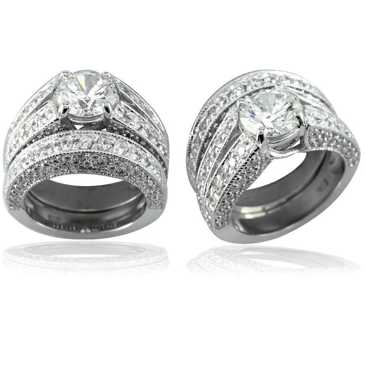 Round Diamond Engagement Ring Setting in 14K White Gold, 1.50CT Total Sides
