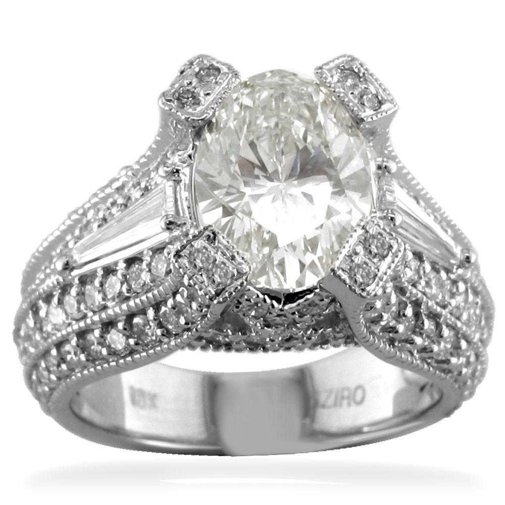 Oval Diamond Engagement Ring Setting in 14K White Gold, 2.3CT