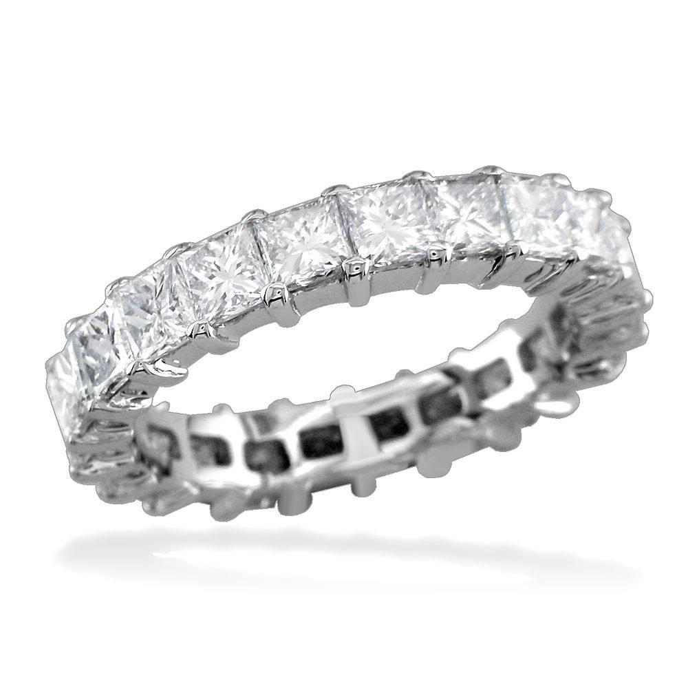 Round Diamond Engagement Ring Setting in 14K White Gold, 2.5CT Total Princess Cut Sides