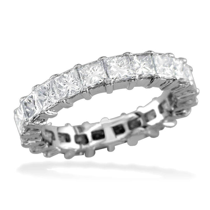 Round Diamond Engagement Ring Setting in 14K White Gold, 2.5CT Total Princess Cut Sides