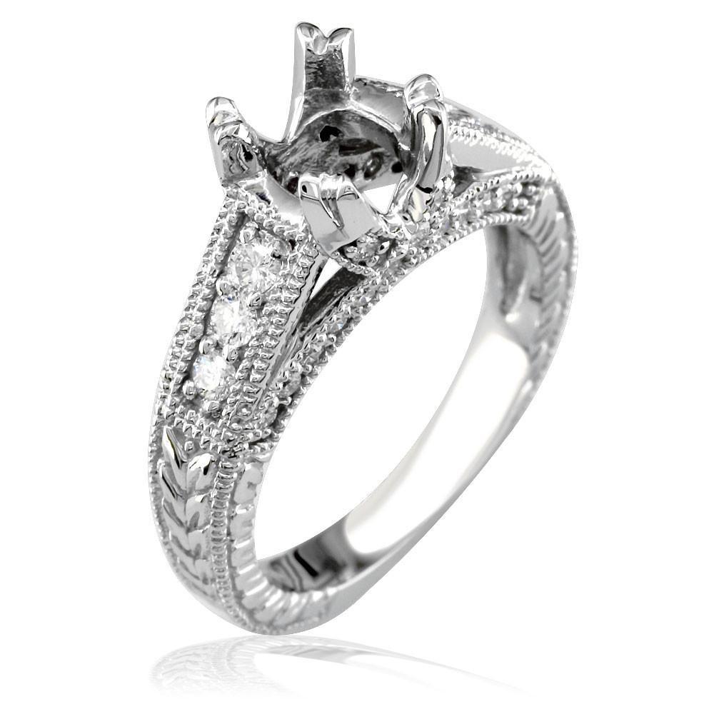 Diamond Engagement Ring Setting in 18k White Gold, 0.50CT
