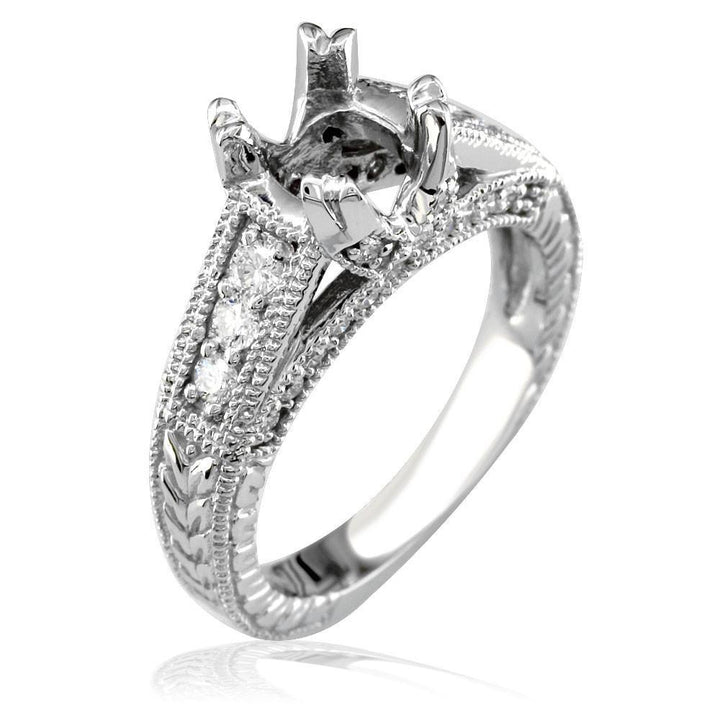 Diamond Engagement Ring Setting in 18k White Gold, 0.50CT