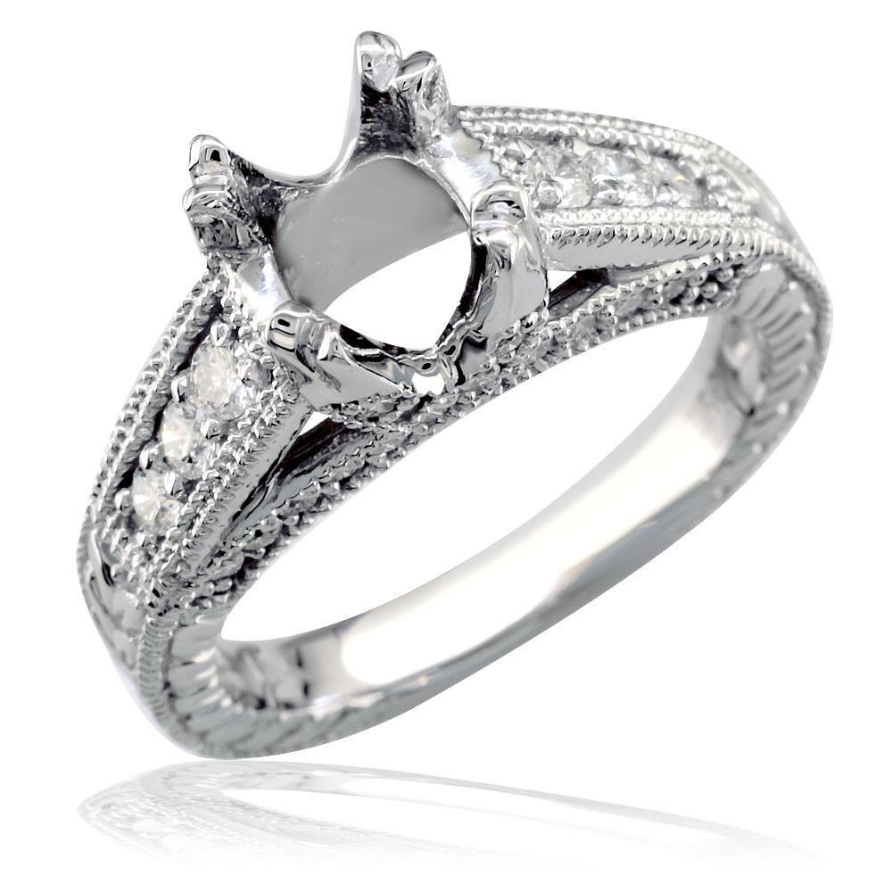 Diamond Engagement Ring Setting in 14k White Gold, 0.50CT