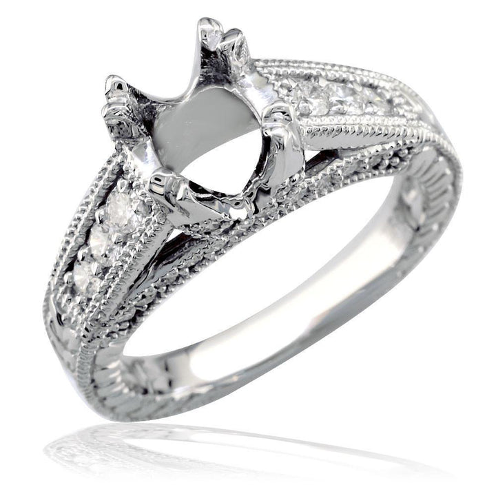 Diamond Engagement Ring Setting in 14k White Gold, 0.50CT