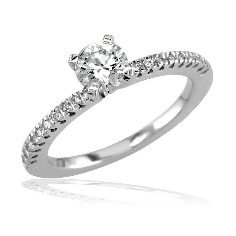 Diamond Engagement Ring Setting for Small Diamond, 0.15CT in 18k White Gold