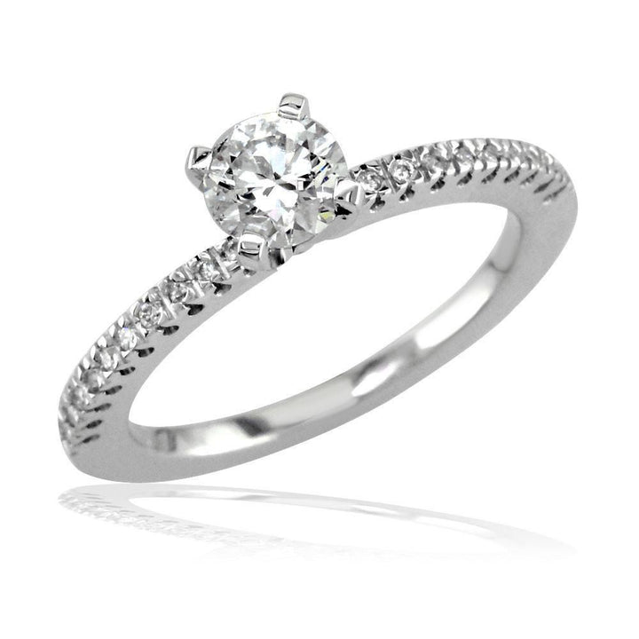 Diamond Engagement Ring Setting for Small Diamond, 0.15CT in 18k White Gold