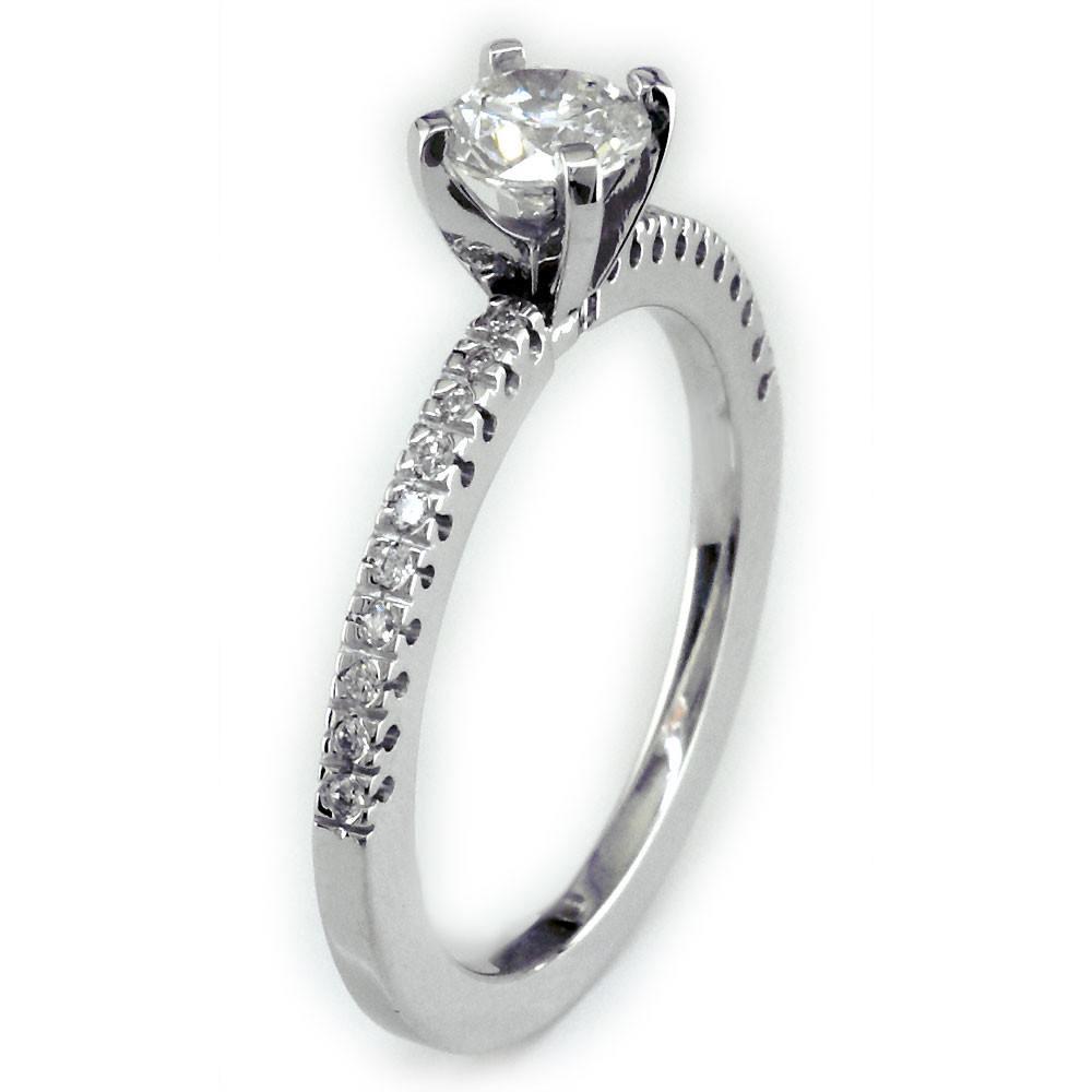 Diamond Engagement Ring Setting for Small Diamond, 0.15CT in 18k White Gold
