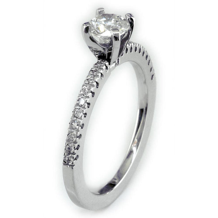Diamond Engagement Ring Setting for Small Diamond, 0.15CT in 18k White Gold