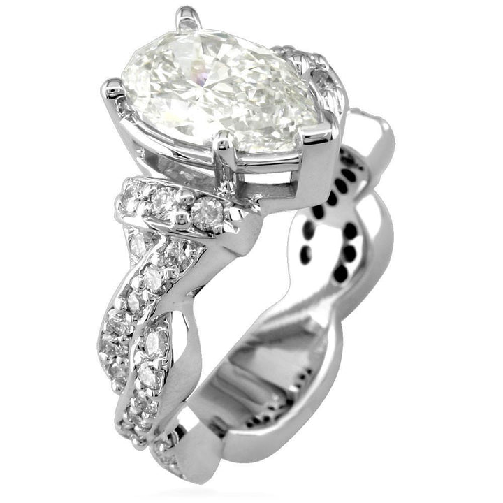 Pear Shape Diamond Engagement Ring Setting in 14K White Gold, 0.75CT