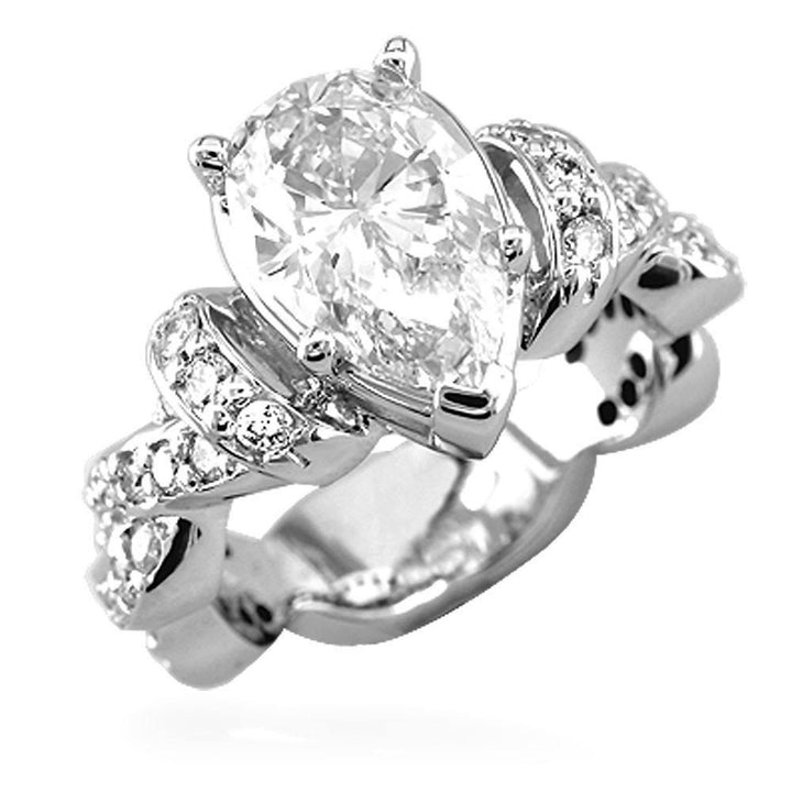 Pear Shape Diamond Engagement Ring Setting in 14K White Gold, 0.75CT