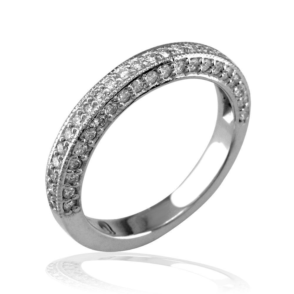 Diamond Wedding Band in 18K White Gold, 0.65CT