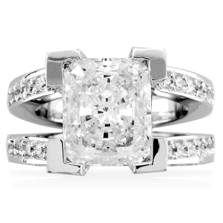 Radiant Cut Diamond Engagement Ring Setting in 14K White Gold, 3.0CT
