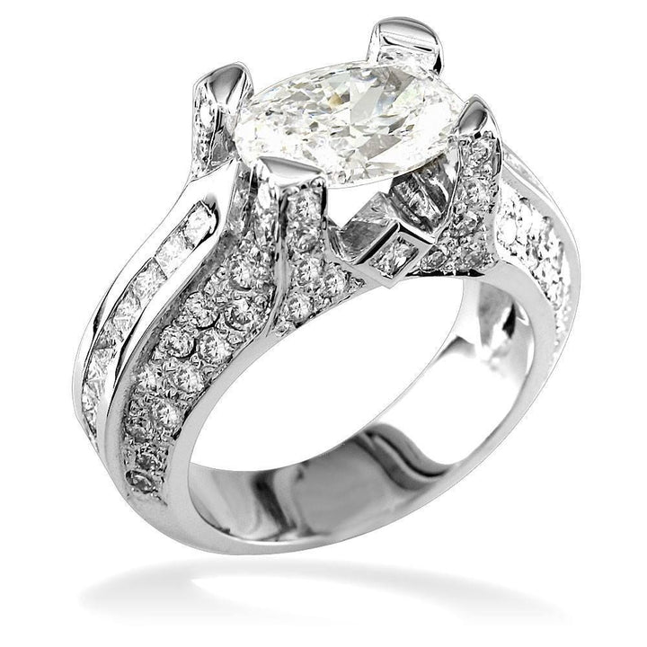 Oval Diamond Engagement Ring Setting in 14K White Gold, 2.25CT