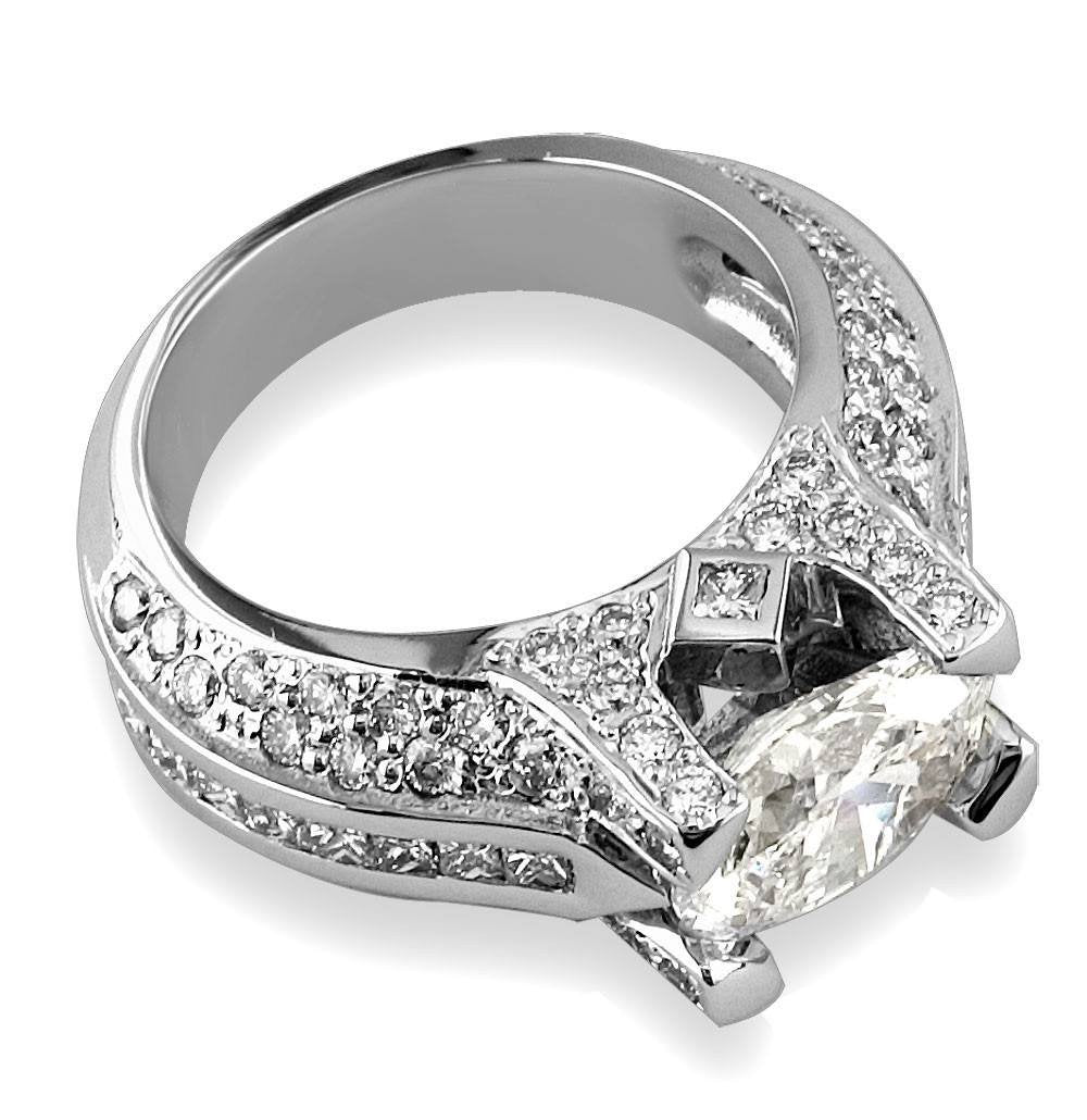 Oval Diamond Engagement Ring Setting in 14K White Gold, 2.25CT