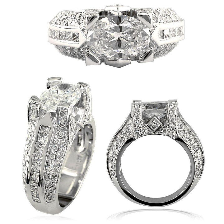 Oval Diamond Engagement Ring Setting in 14K White Gold, 2.25CT