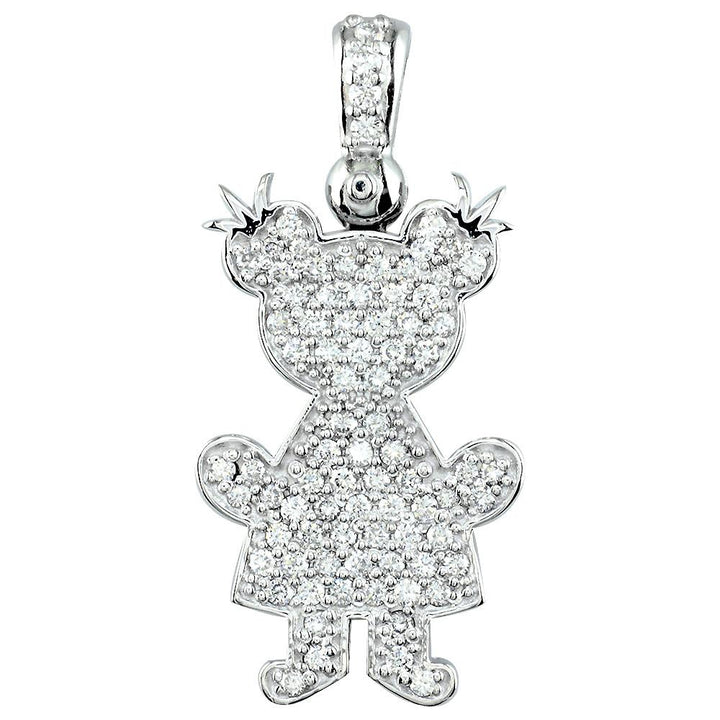 Jumbo Cubic Zirconia Kids Sziro Girl Pendant for Mom, Grandma in 14k White Gold