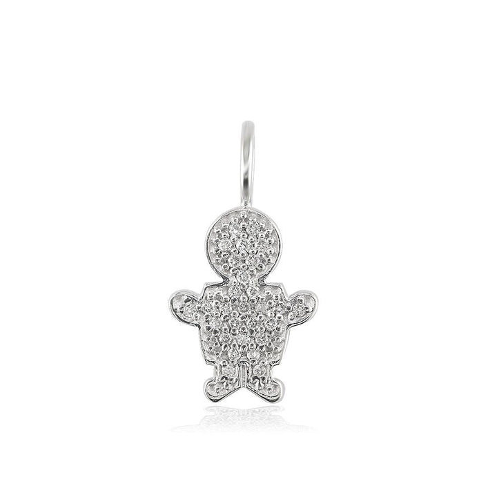 Small Diamond Kids Sziro Boy Pendant for Mom, Grandma in 14k White Gold