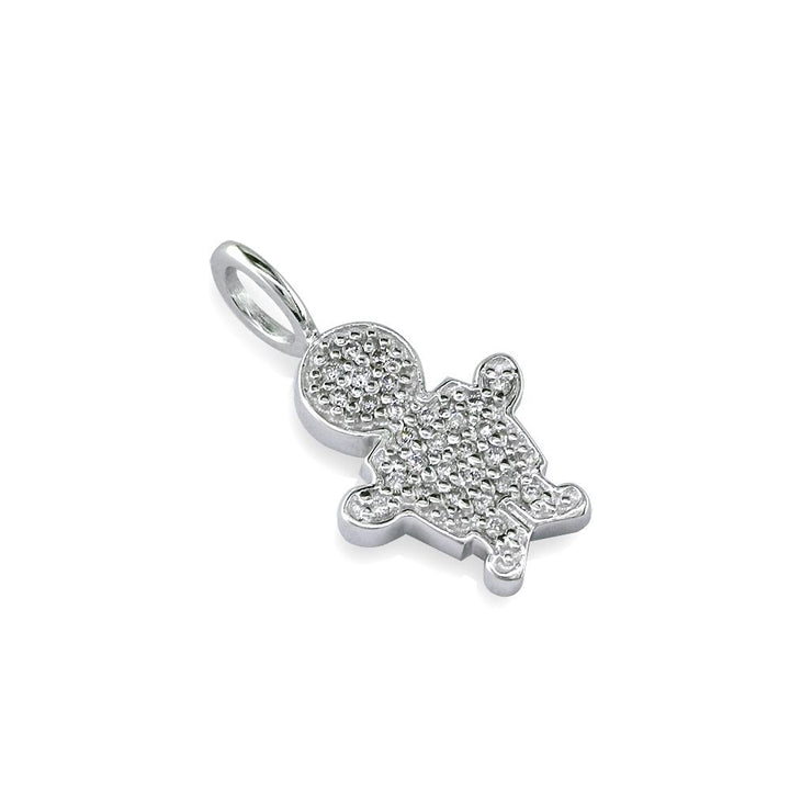 Small Diamond Kids Sziro Boy Pendant for Mom, Grandma in 14k White Gold