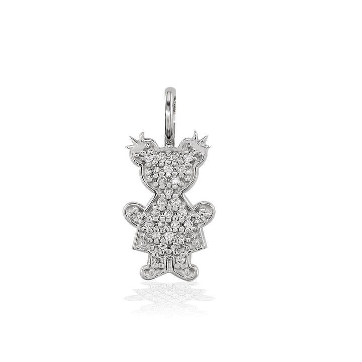 Small Diamond Kids Sziro Girl Pendant for Mom, Grandma in 14k White Gold