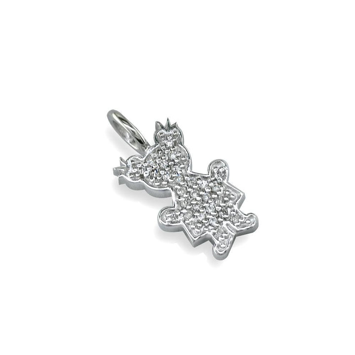 Small Diamond Kids Sziro Girl Pendant for Mom, Grandma in 14k White Gold
