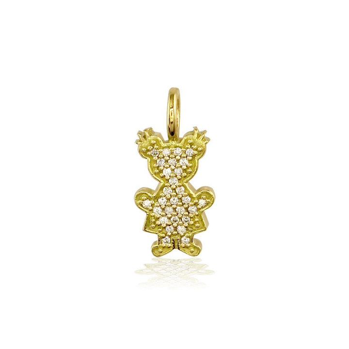 Small Diamond Kids Sziro Girl Pendant for Mom, Grandma in 14k Yellow Gold