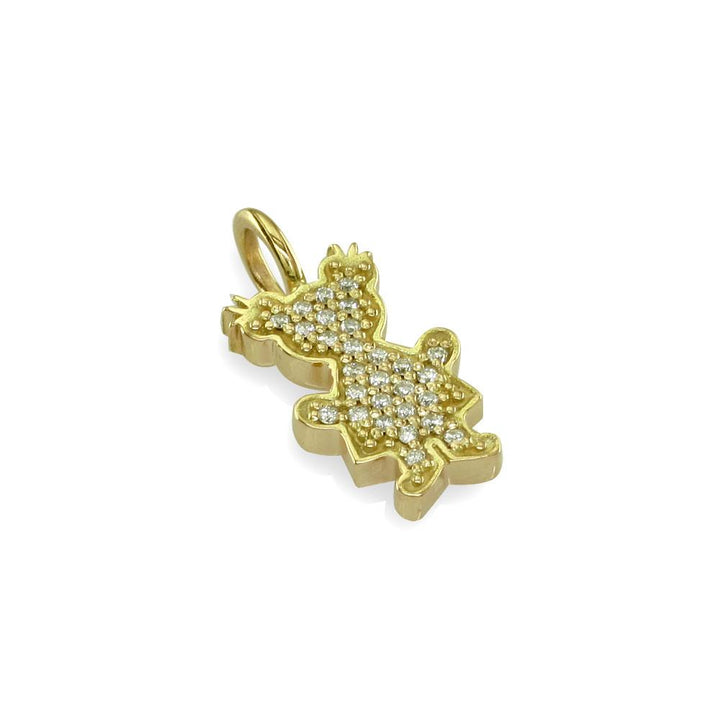 Small Diamond Kids Sziro Girl Pendant for Mom, Grandma in 14k Yellow Gold