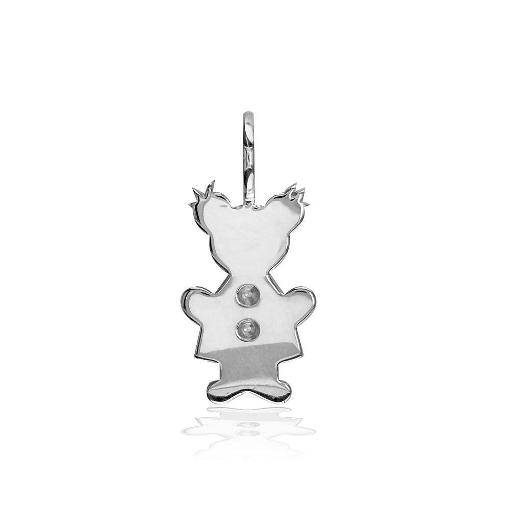 Classic Kids Small Sziro Girl Charm for Mom, Grandma in 14k White Gold