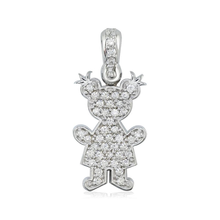 Large Cubic Zirconia Kids Sziro Girl Pendant for Mom, Grandma in 14k White Gold
