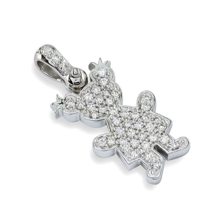Large Cubic Zirconia Kids Sziro Girl Pendant for Mom, Grandma in 14k White Gold