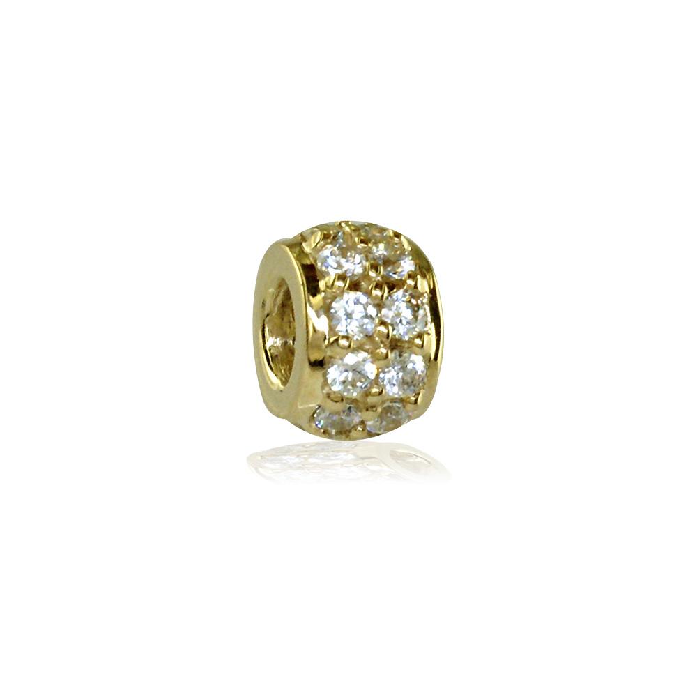 Wide Diamond Spacer, Roundel in 14K Yellow Gold