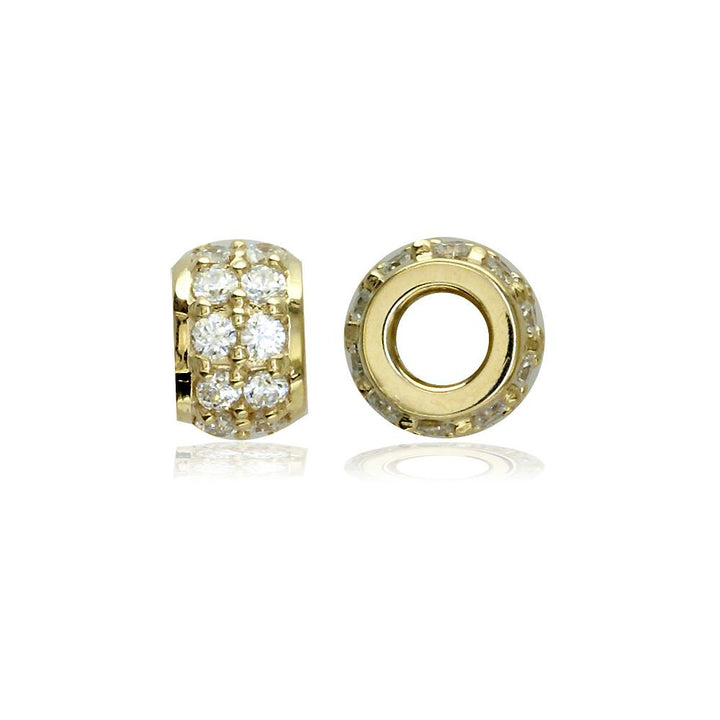 Wide Diamond Spacer, Roundel in 14K Yellow Gold
