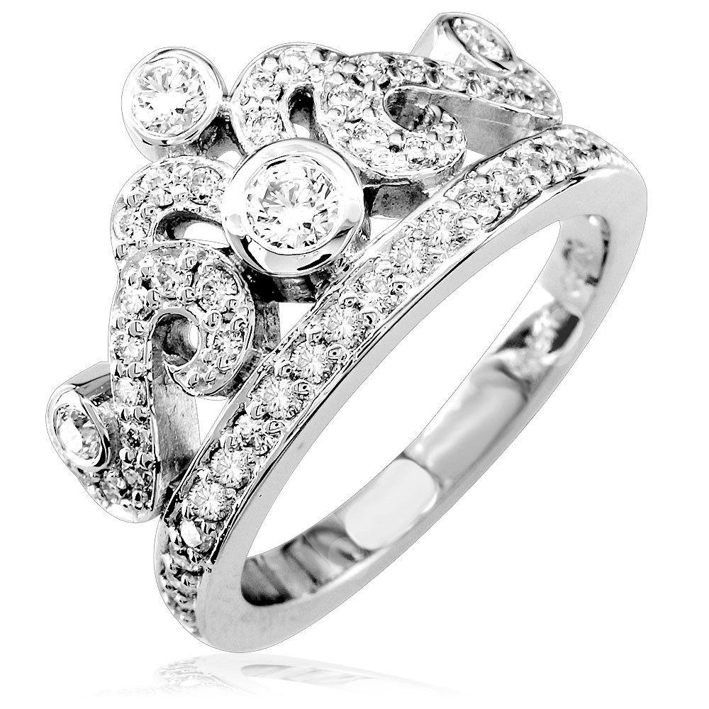 Diamond Tiara Ring, 0.93CT in 14k White Gold