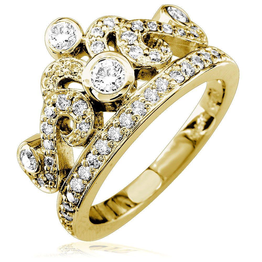 Diamond Tiara Ring, 0.93CT in 14k Yellow Gold